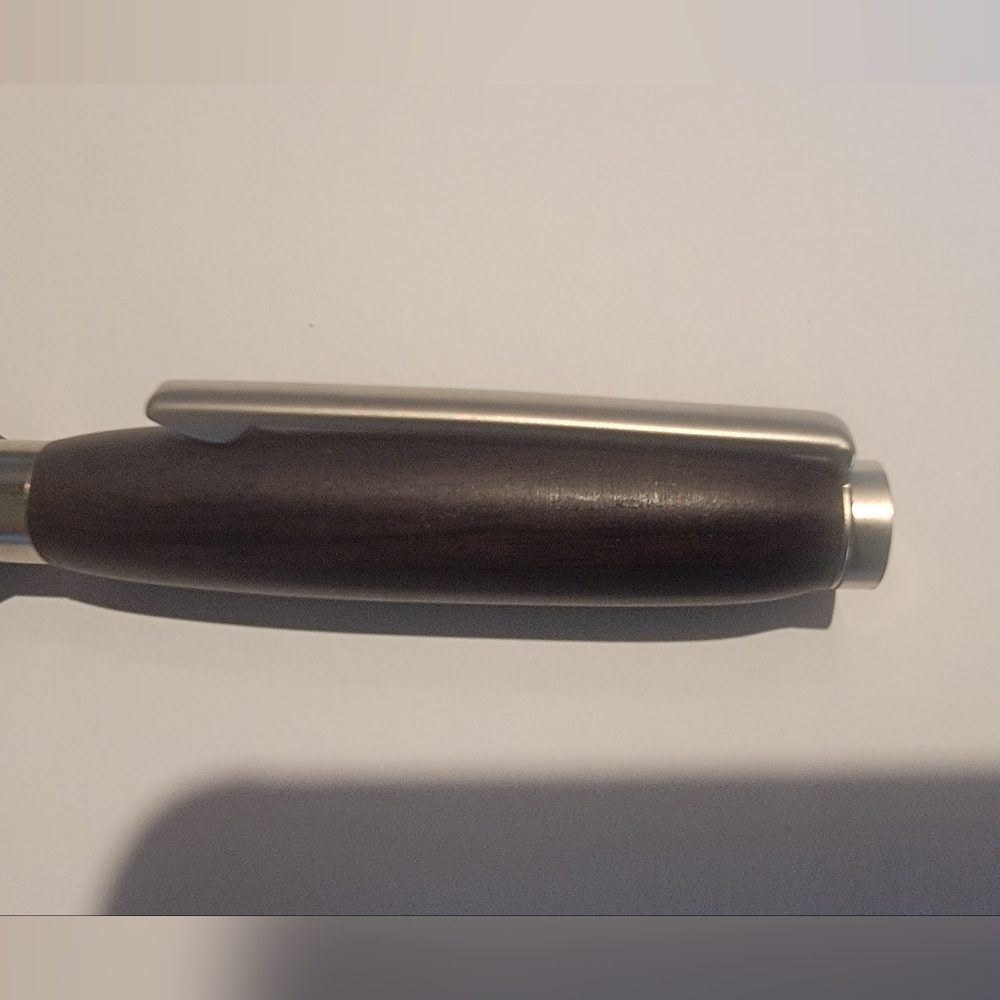Sleek Black and Silver Hand-turned Wood Pen - Picture 4 of 5